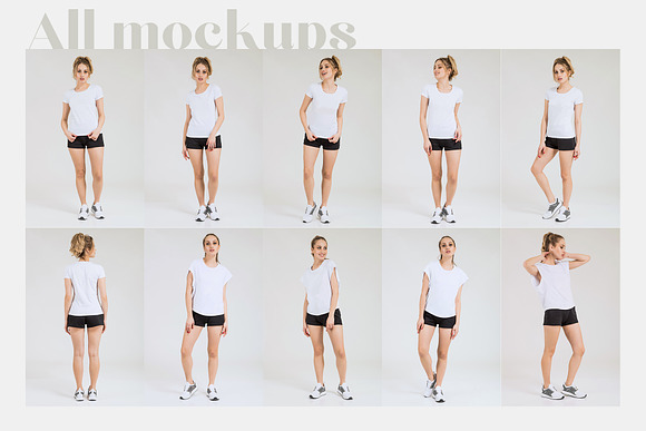 Female Sport T-shirt Mockups Set in Product Mockups - product preview 5
