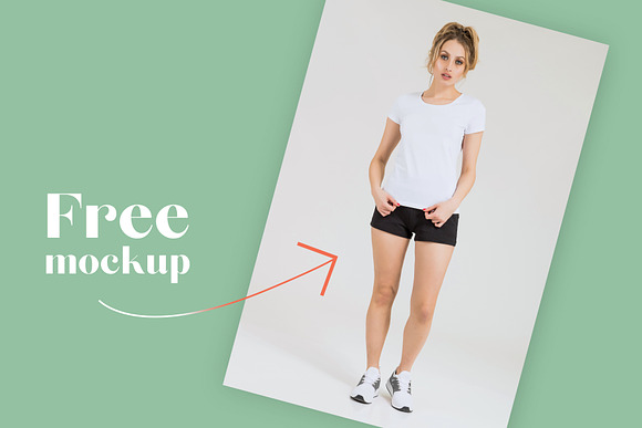 Female Sport T-shirt Mockups Set in Product Mockups - product preview 6