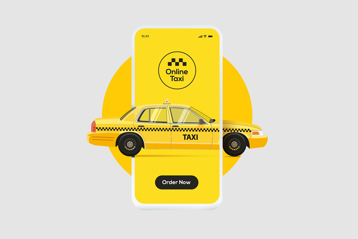 Online taxi ordering service banner in Illustrations - product preview 8