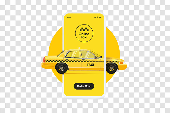 Online taxi ordering service banner in Illustrations - product preview 1