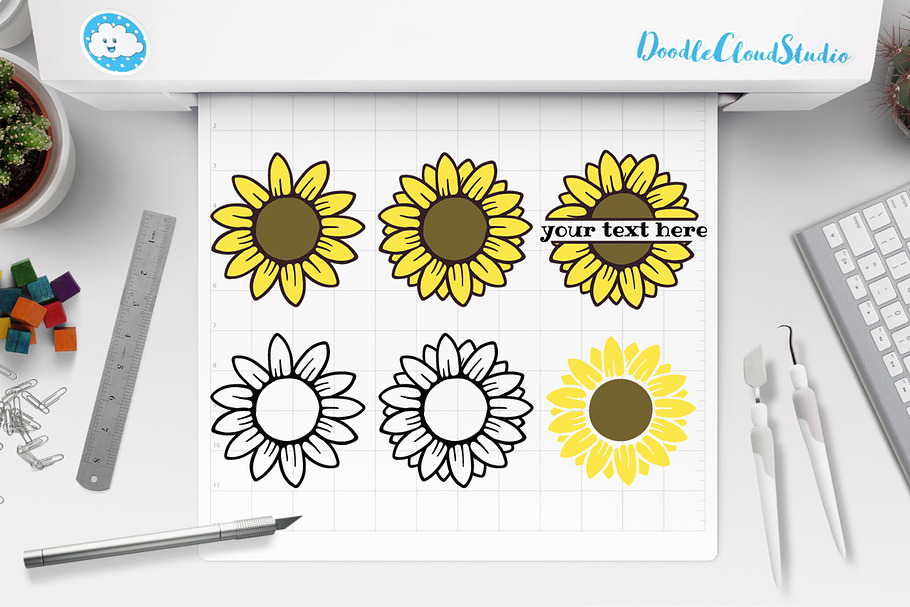 Sunflower SVG, Sunflower Monogram. in Illustrations - product preview 8