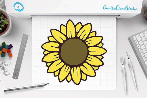 Sunflower SVG, Sunflower Monogram. in Illustrations - product preview 1