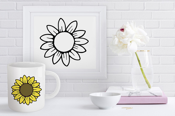 Sunflower SVG, Sunflower Monogram. in Illustrations - product preview 4