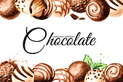 Chocolate. Watercolor collection