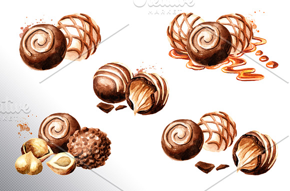 Chocolate. Watercolor collection in Illustrations - product preview 1