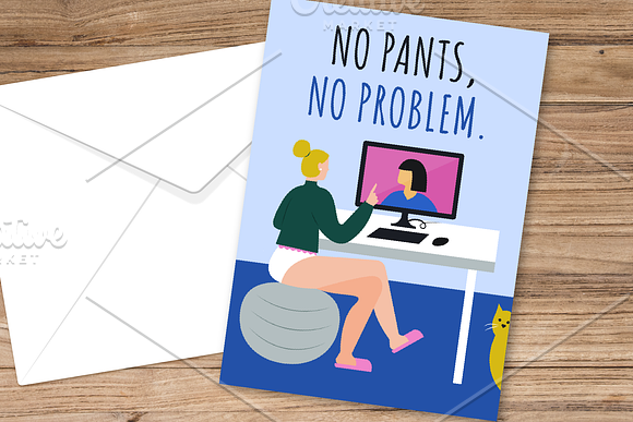 No Pants Zoom video card template in Illustrations - product preview 3