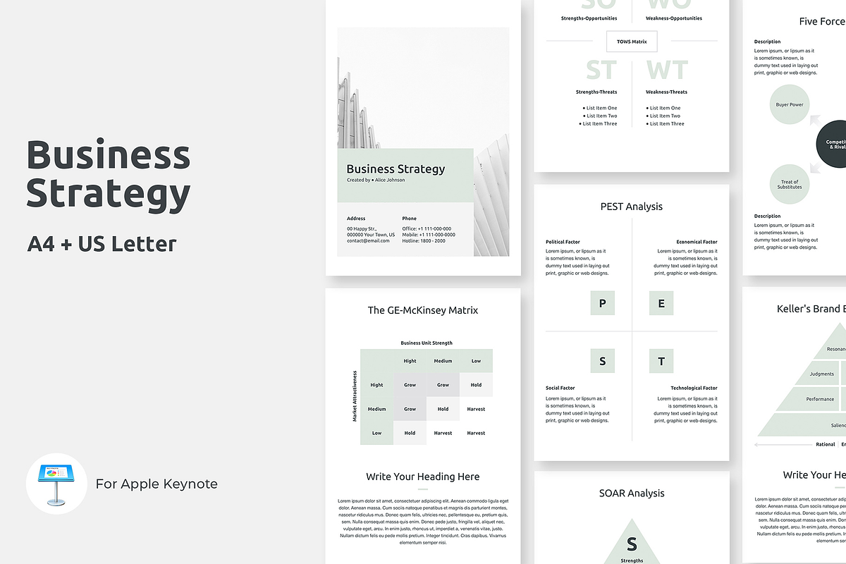 A4 Business Strategy Keynote in Keynote Templates - product preview 8