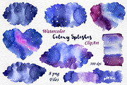 Watercolor galaxy splashes clipart