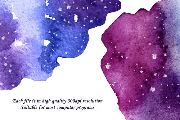 Watercolor galaxy splashes clipart in Illustrations - product preview 1