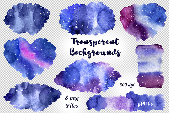 Watercolor galaxy splashes clipart in Illustrations - product preview 3