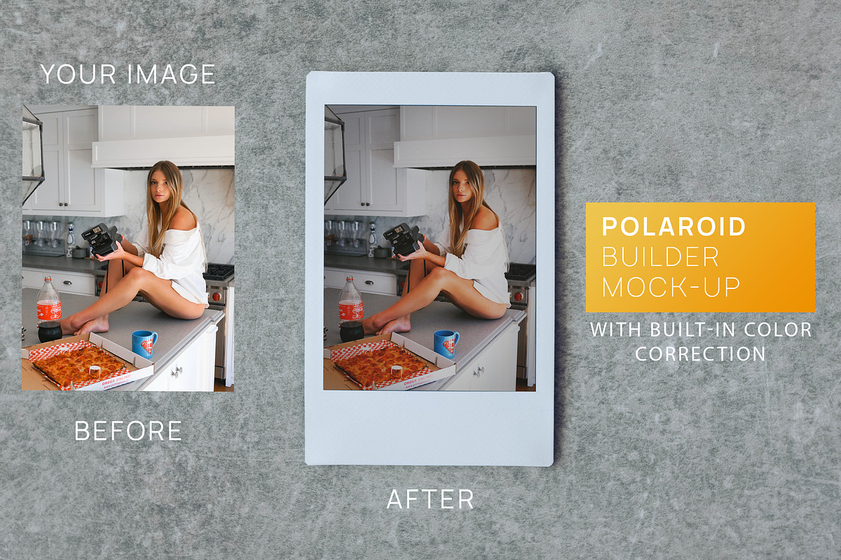 Polaroid Builder Real World Mock-up in Scene Creator Mockups - product preview 8