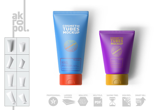 Cosmetic Tubes Mockup in Product Mockups - product preview 3