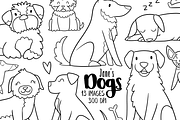 Lineart Dogs Stamps Clipart