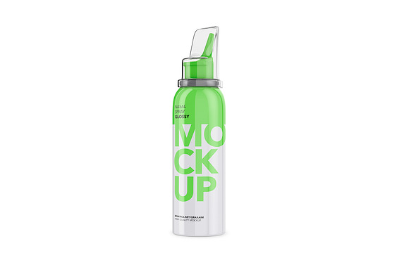 Nasal Spray Glossy Bottle - Mockup in Branding Mockups - product preview 2
