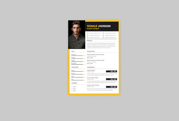 Ronald Graphic Resume Designer in Resume Templates - product preview 2