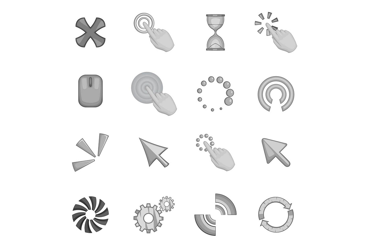 Click cursors icons set in Illustrations - product preview 8