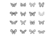 Butterfly fairy icons set