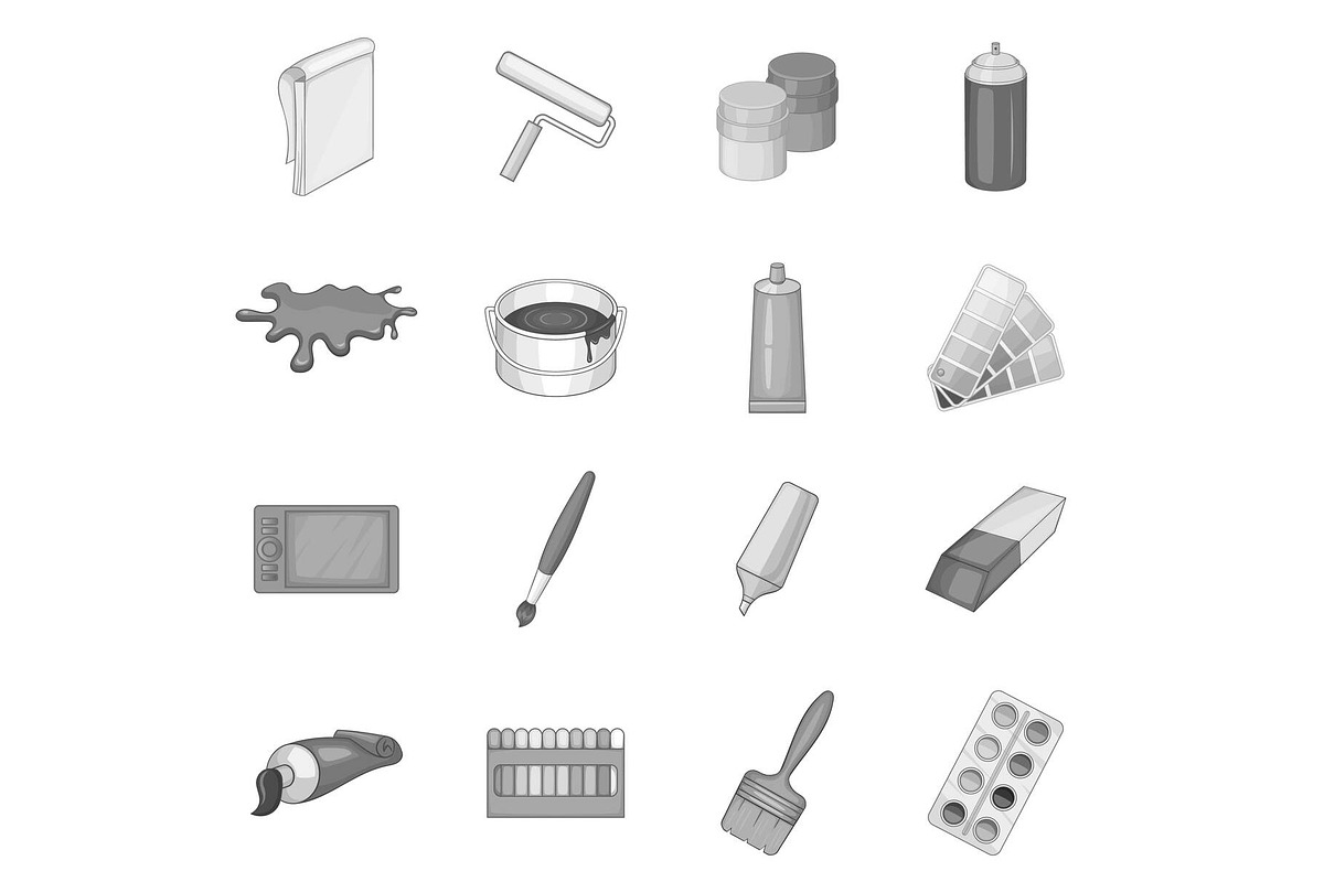 Painter tools icons set in Illustrations - product preview 8