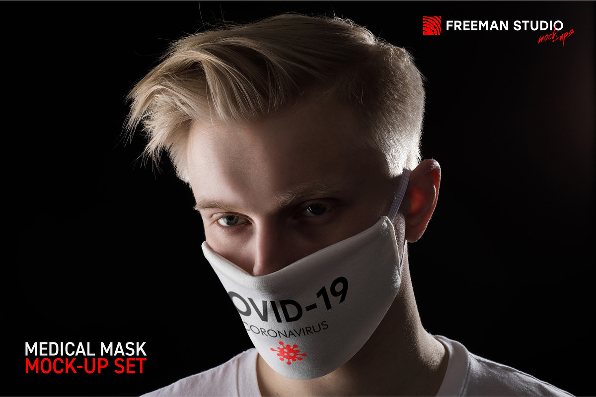 Medical Mask Mock-Up Set in Mockup Templates - product preview 8