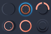 Newmorphic UI circle dark set