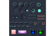 Newmorphic UI button dark set