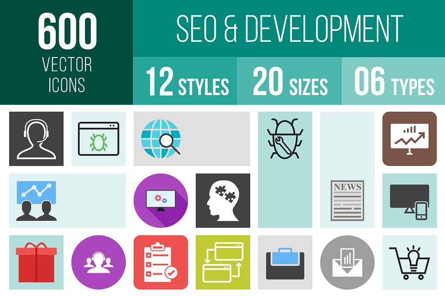 600 SEO & Development Icons