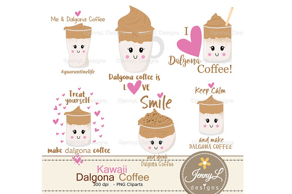 Kawaii Dalgona Coffee Digital Papers in Patterns - product preview 3