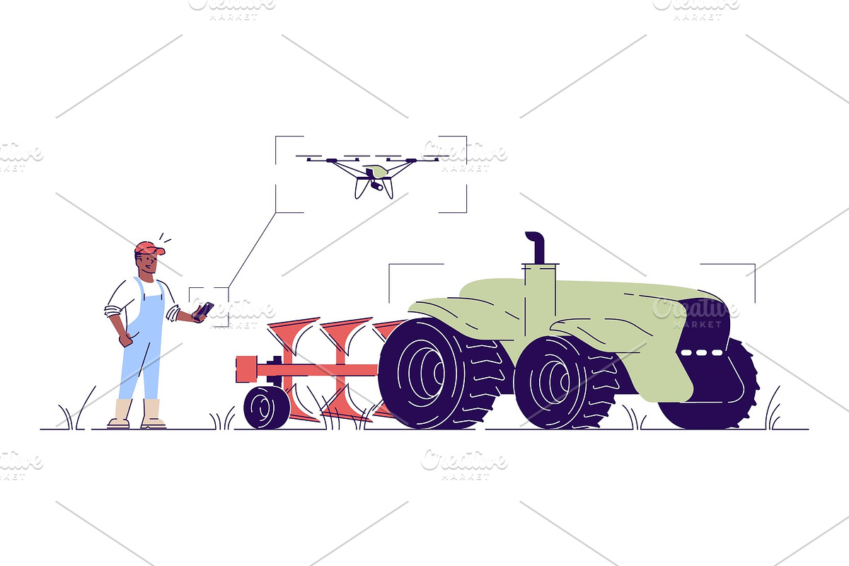 Self driving drone tractor in Illustrations - product preview 8