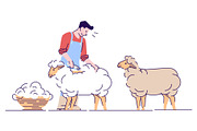 Male farmer shearing sheep