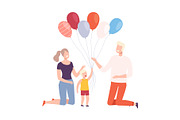 Happy Family with Colorful Balloons
