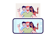 Selfie flat vector illustration