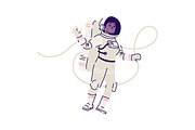 Female cosmonaut in spacesuit