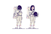 Female astronaut with helmet