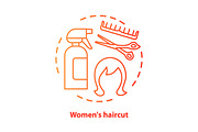 Women haircut blue concept icon