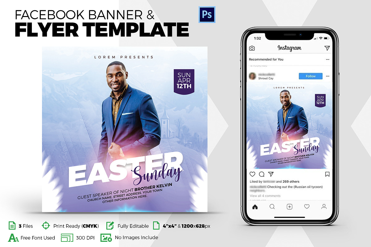 Church Easter Flyer in Flyer Templates - product preview 8