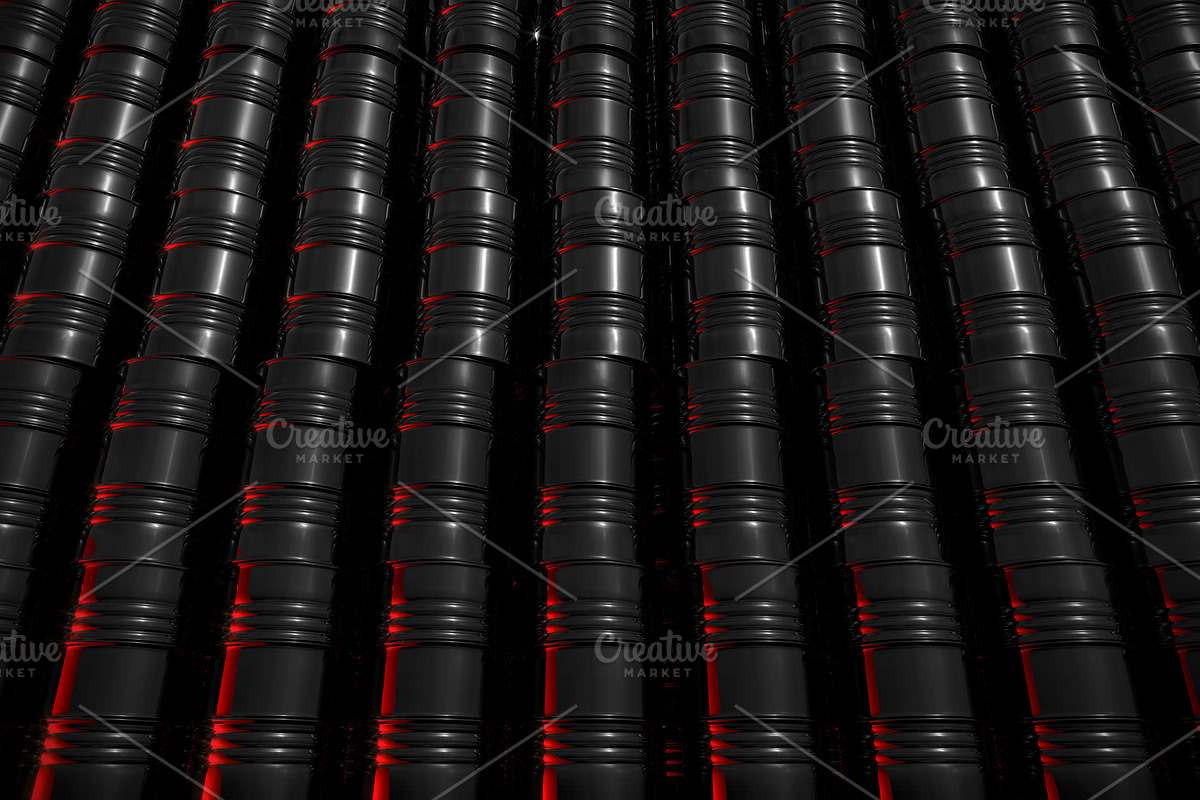 Wall of black oil barrels in Illustrations - product preview 8