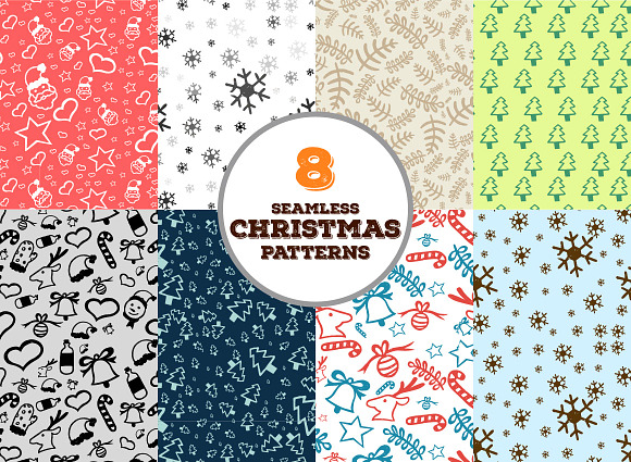 Hand-drawn Christmas Vector Goodies in Patterns - product preview 1