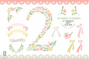Floral number, 2nd birthday clip art
