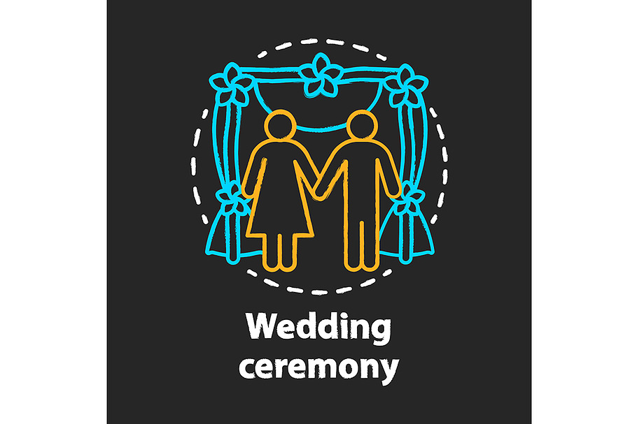 Wedding ceremony chalk concept icon