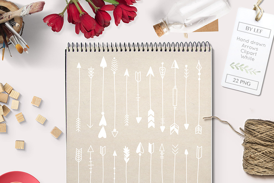 White Handdrawn Arrows 22 Graphics in Illustrations - product preview 8
