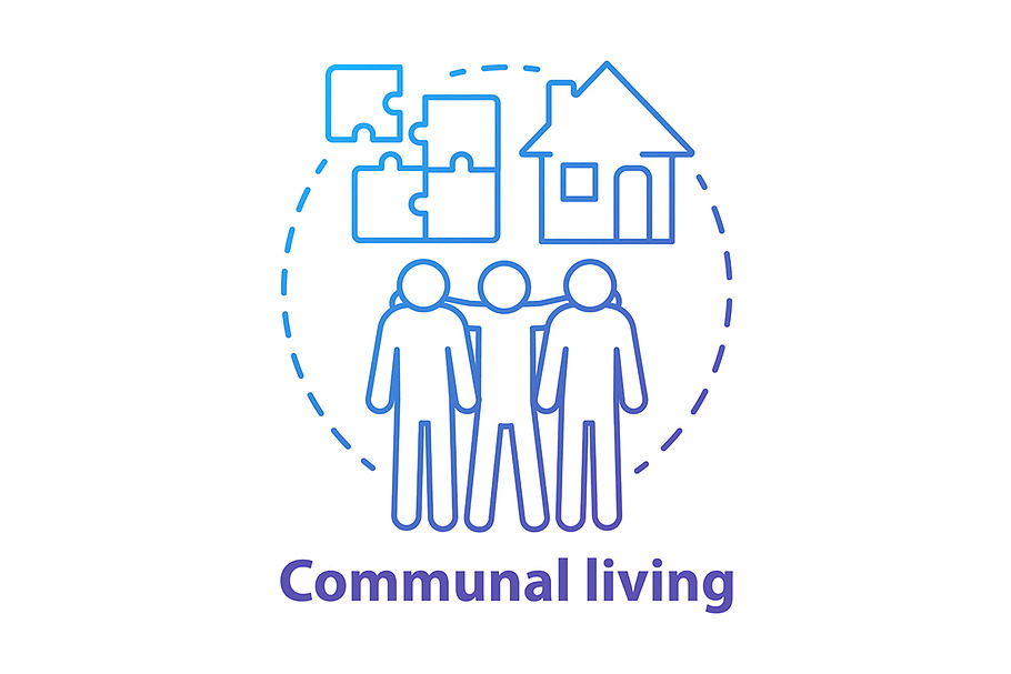 Communal living blue concept icon