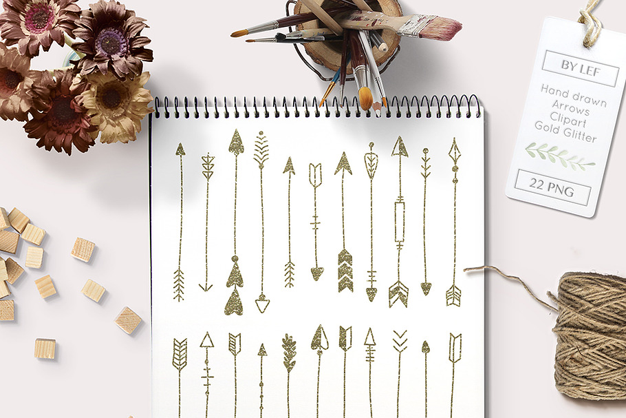 Gold Glitter Arrows PNG