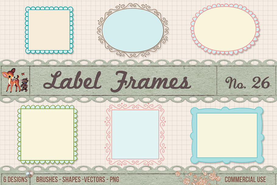 Retro Label Frames Shapes Set No 26 in Photoshop Shapes - product preview 8