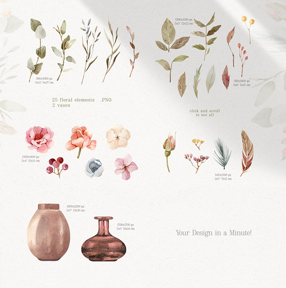 Magic Flowers - watercolor collectio in Objects - product preview 2