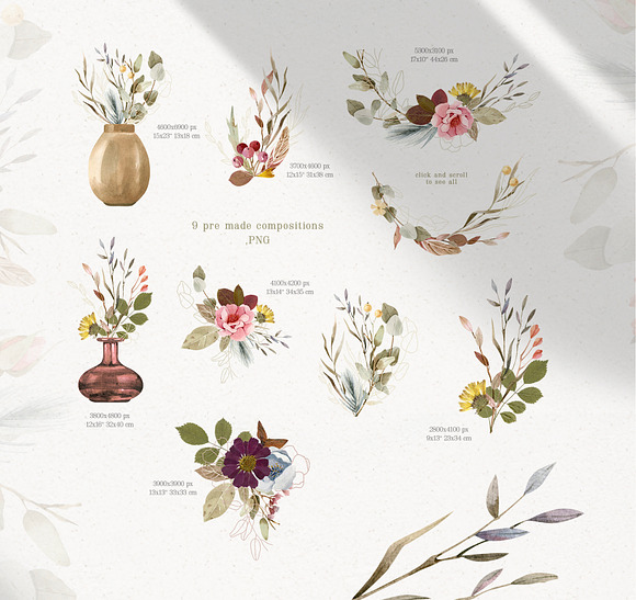 Magic Flowers - watercolor collectio in Objects - product preview 8