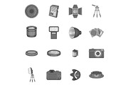 Photo studio icons set