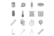 Measure tools icons set