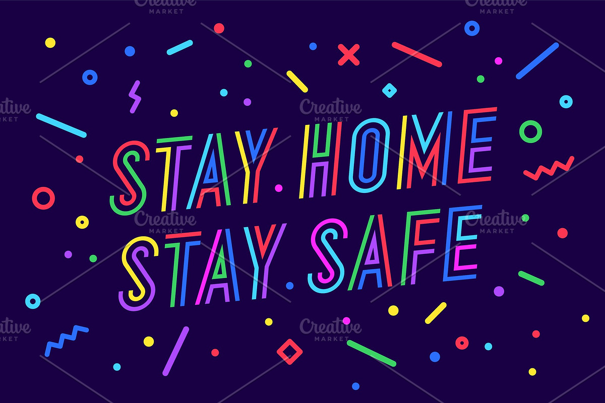Stay Home Stay Safe. Banner, poster in Illustrations - product preview 8