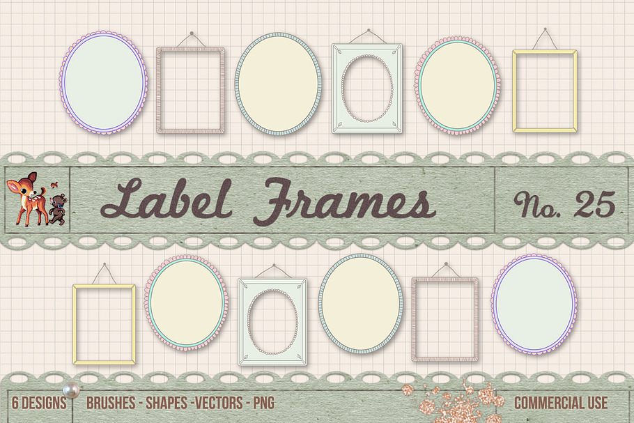 Retro Label Frames Shapes Set No 25 in Photoshop Shapes - product preview 8