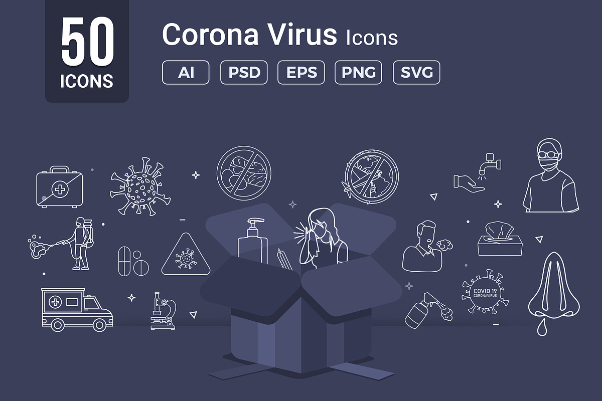 Corona Virus - Line Vector Icons in Icons - product preview 8